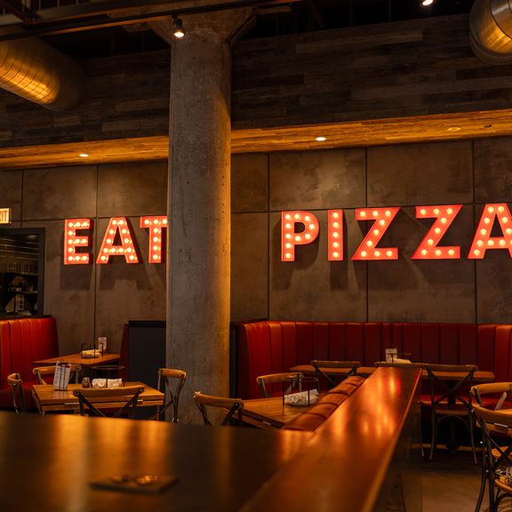 Interior of Giordano's Pizza.