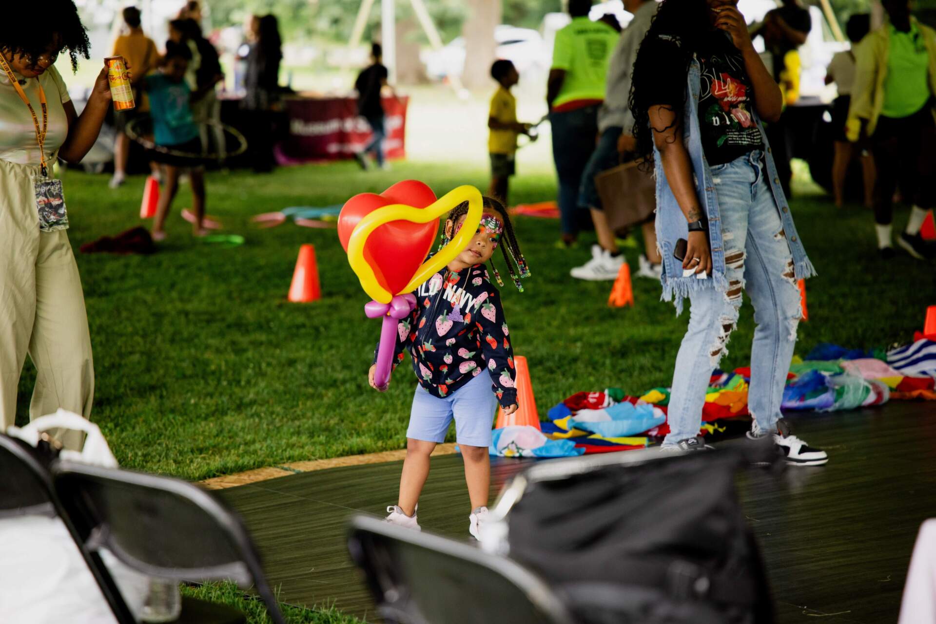 BAMS Fest attendees at the Beat Feet tent. (Olivia Moon Photography for WBUR)