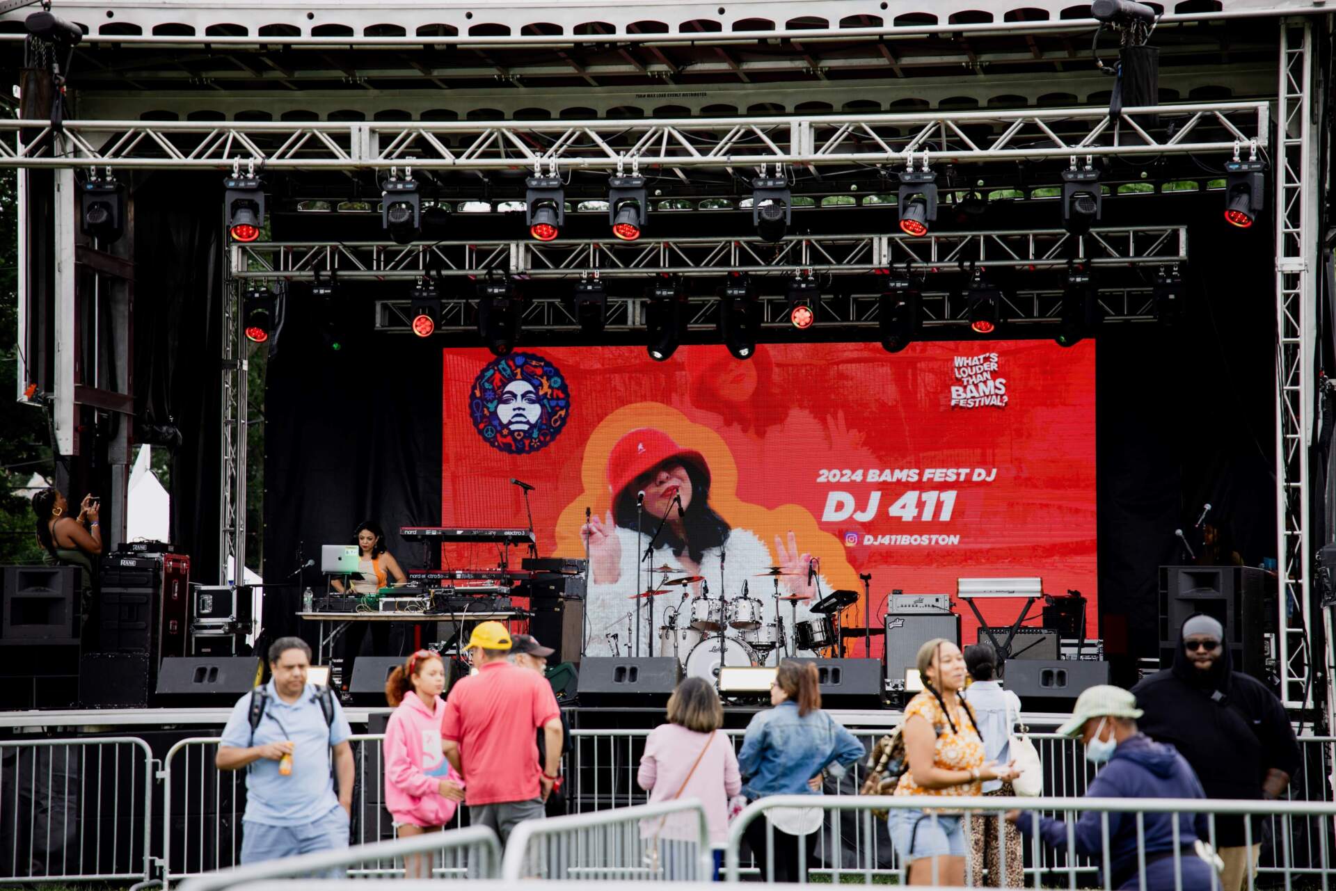 DJ 411 onstage at the 2024 BAMS Fest. (Olivia Moon Photography for WBUR)