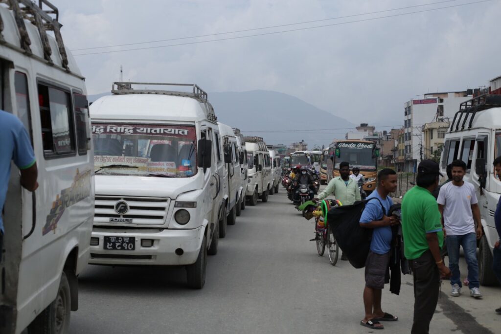 Transport entrepreneurs stage road blockade at Ring Road (In photos) - myRepublica - The New York Times Partner, Latest news of Nepal in English, Latest News Articles