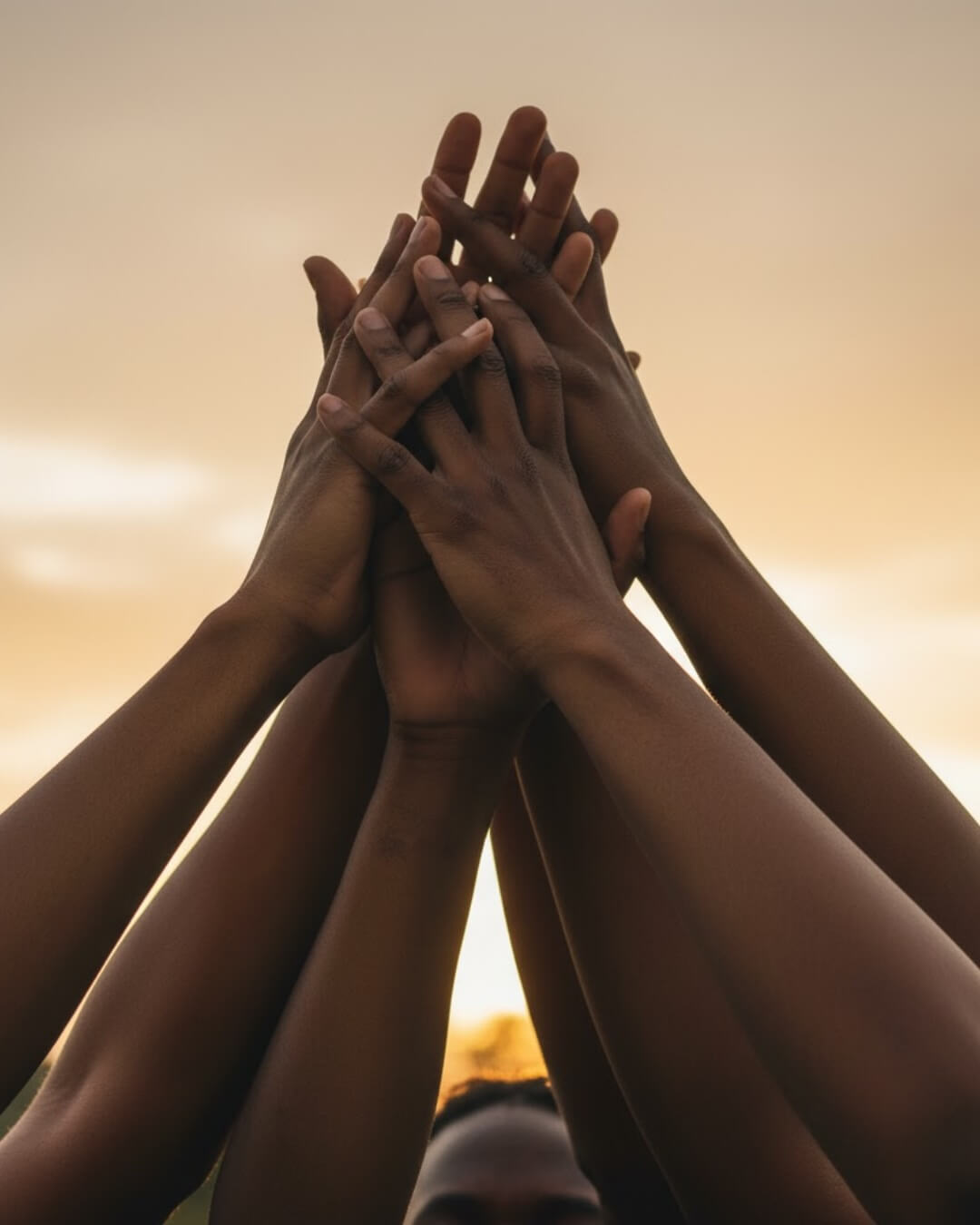 Hands joined together in teamwork